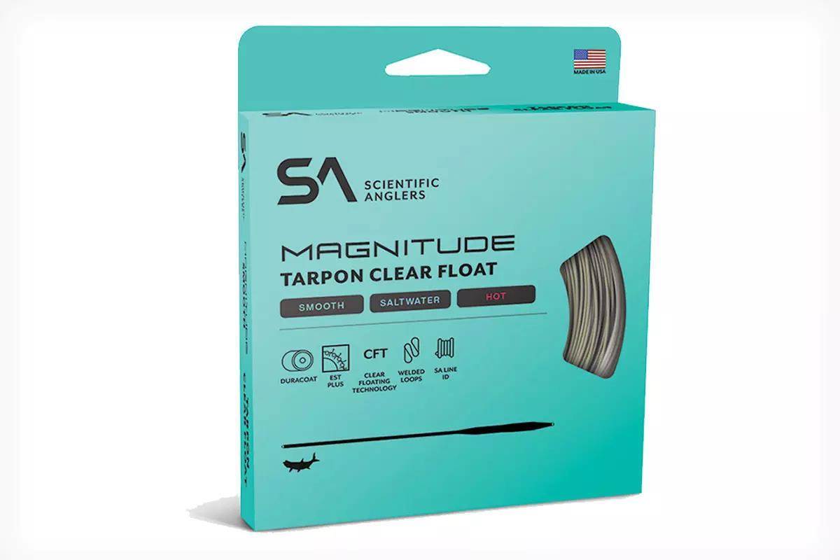Studio photo of Scientific Anglers Scientific Anglers’ new Magnitude Smooth Tarpon Full Clear Fly Line box.